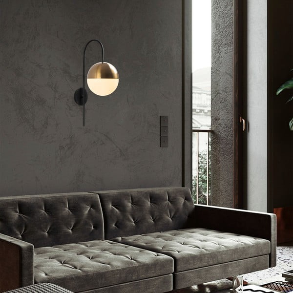 Must-kuldne seinavalgusti ø 20 cm Bastos - Opviq lights-image-1