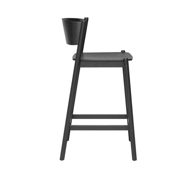 Tammepuidust must baaritool (istme kõrgus 75 cm) Oblique - Hübsch-image-2