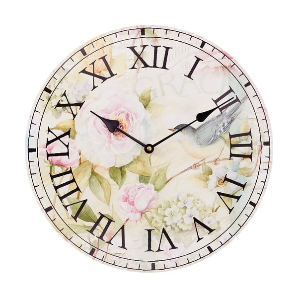 Nástěnné hodiny Pink Flowers, 34 cm