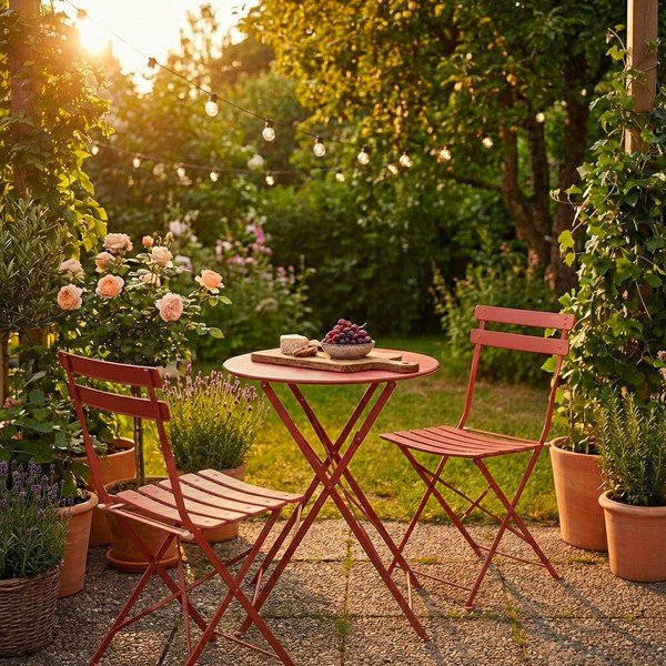 Terrakota värvi terasest aia söögimööbli komplekt kahele Austin - Bizzotto-image-4