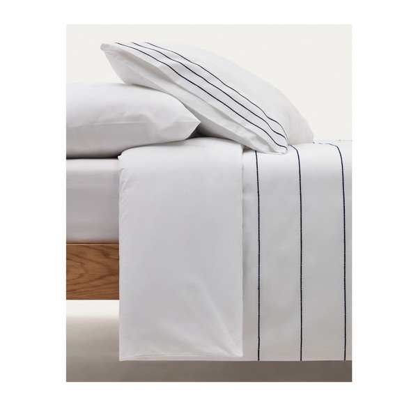 Valge pikendatud puuvillane voodipesu 150x220 cm Cintia - Kave Home-image-1