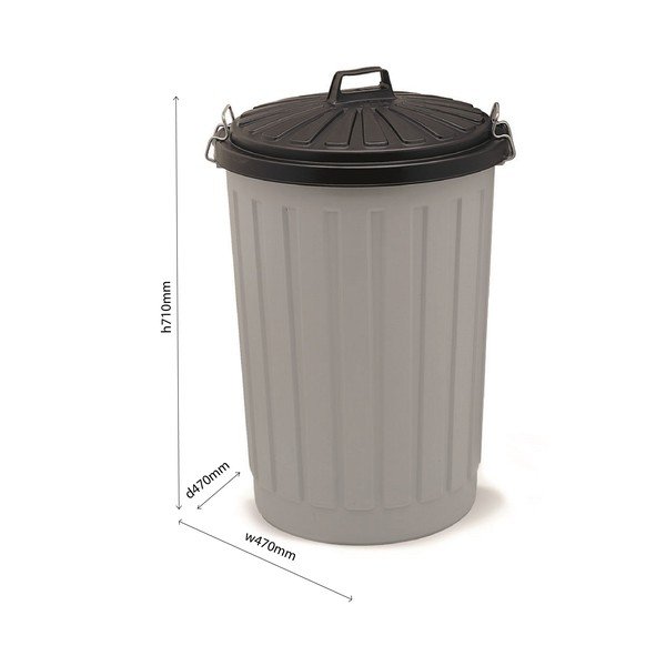 Šedá plastová popelnice s černým víkem Addis, výška 71 cm-image-1