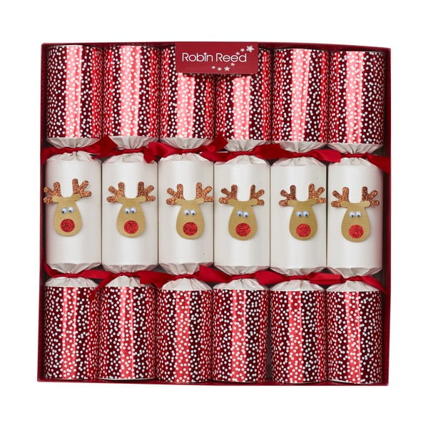Sada 6 vánočních crackerů Robin Reed Reindeer