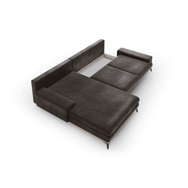 Tumepruun nurgas diivanvoodi sametkattega , vasakpoolne nurk Astre - Windsor & Co Sofas-image-3