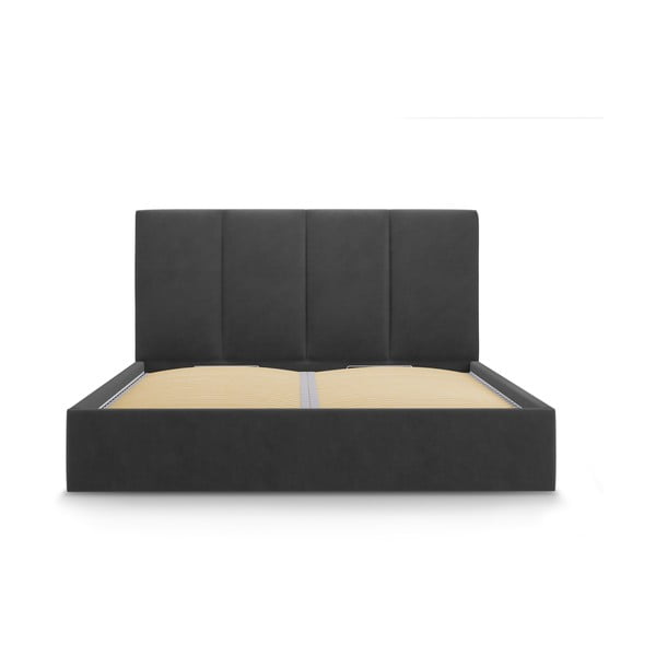 Tumehall polsterdatud kaheinimese voodi, millel on riiulid 160x200 cm ja panipaik Juniper - Mazzini Beds-image-2