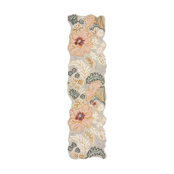 Heleroosa käsitsi kootud villane koridorivaip 60x230 cm Daphne Shaped Floral - Flair Rugs