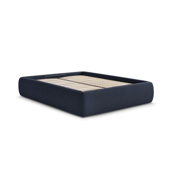 Tumesinine polsterdatud kaheinimesevoodi koos panipaiga ja voodipõhjaga, ilma peatsita 180x200 cm Inera - Bobochic Paris