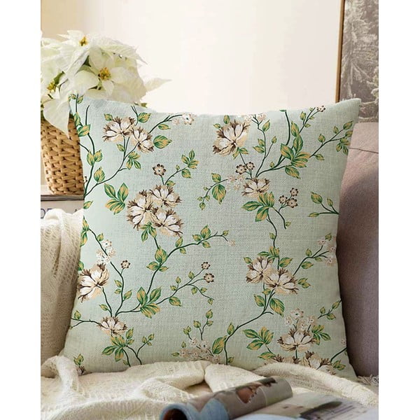 Roheline padjapüürileht puuvillaseguga Blooming, 55 x 55 cm - Minimalist Cushion Covers