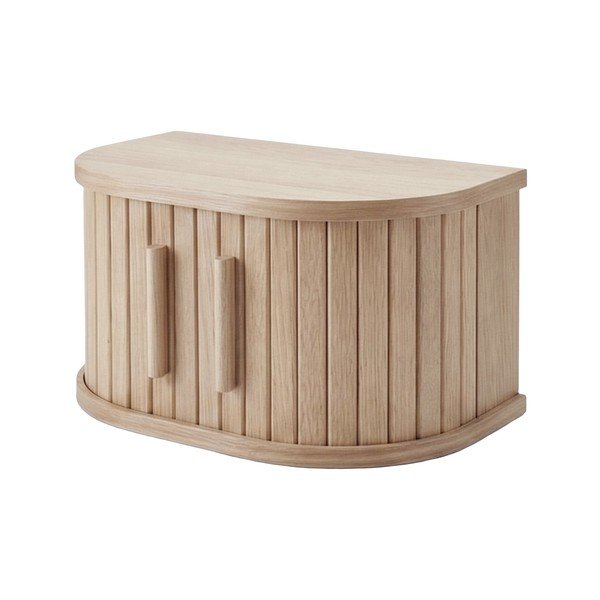 Rippuv/riiulitega öökapp tammepuust ja heledas naturaalses värvitoonis Meta - Unique Furniture