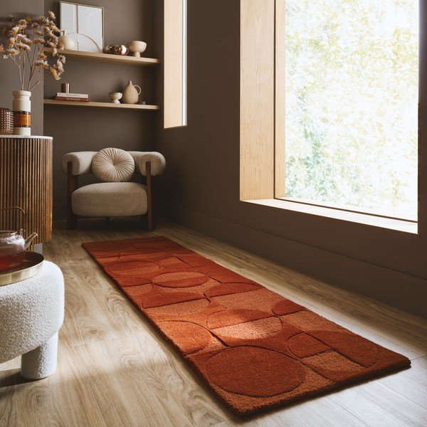 Käsitsi kootud villane vaip terrakota värvi 60x230 cm Gigi - Flair Rugs-image-1