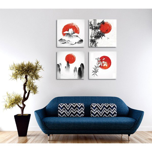 Maalid 4 tk komplektis 30x30 cm Zen - Wallity-image-2