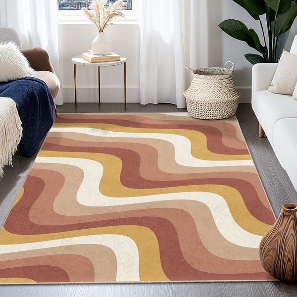 Kollane-roosa pestav vaip 160x230 cm Creamy Strawberry Swirl - Mila Home-image-4