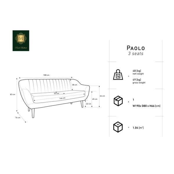 Šedá třímístná pohovka Mazzini Sofas Benito-image-1