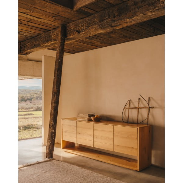 Tammedekooriga madal kummut 200x74 cm Alguema - Kave Home-image-1