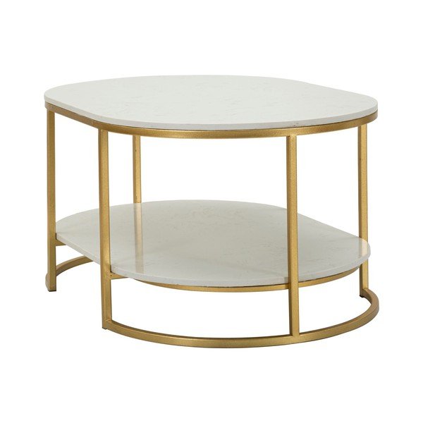 Valge/kuldne diivanilaud marmorist pealispinnaga 60x90 cm Izmir - Mauro Ferretti-image-2