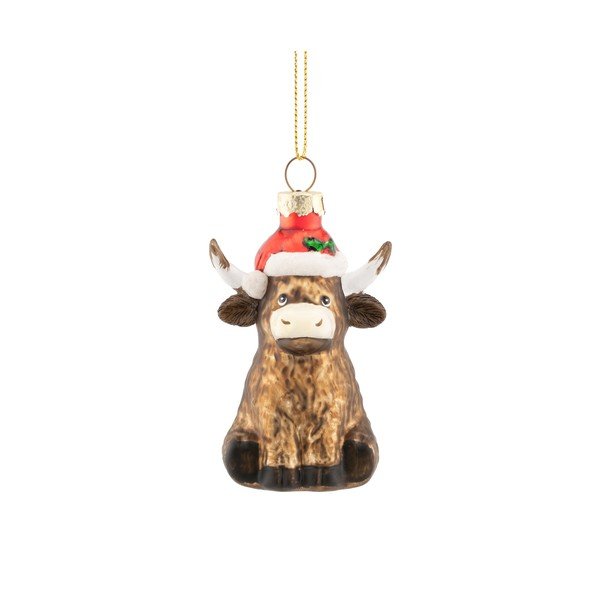 Klaasist jõuluehe, 4,5 cm Highland Cow – Sass & Belle