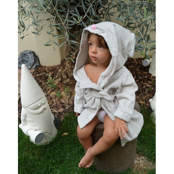 Valgehall laste puuvillane hommikumantel, suurus M Mouse – Rocket Baby-image-1