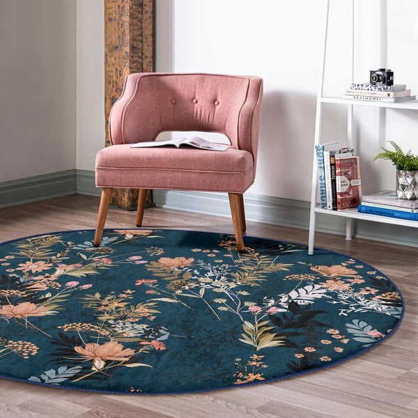 Tumesinine pestav ümmargune vaip, sobitub robottolmuimejaga ø 120 cm Comfort - Mila Home-image-1