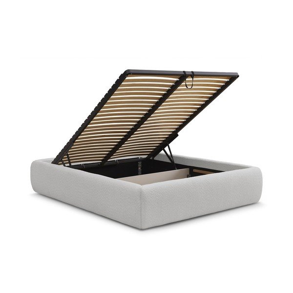 Helehall polsterdatud kaheinimesevoodi koos panipaiga ja voodipõhjaga, ilma peatsita 160x200 cm Inera - Bobochic Paris-image-3