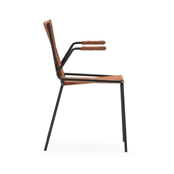 Metallist söögitoolid 2-osalise komplektis käetugedega/virnastatavad terrakota värvi Emily - Marckeric-image-3