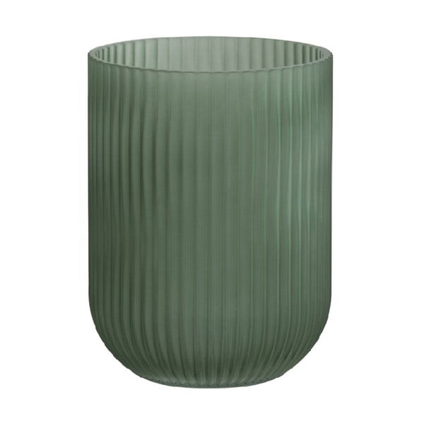 Zelená skleněná váza J-Line Ribbed, výška 23,5 cm