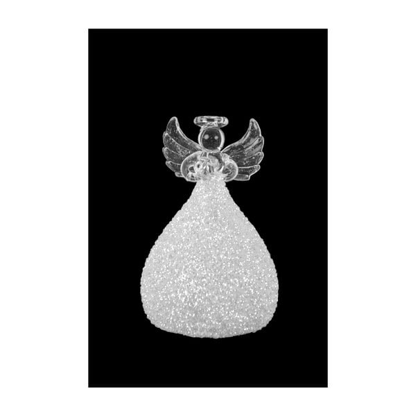 Vánoční skleněná ozdoba ve tvaru anděla s LED osvětlením Ego Dekor, výška 10 cm