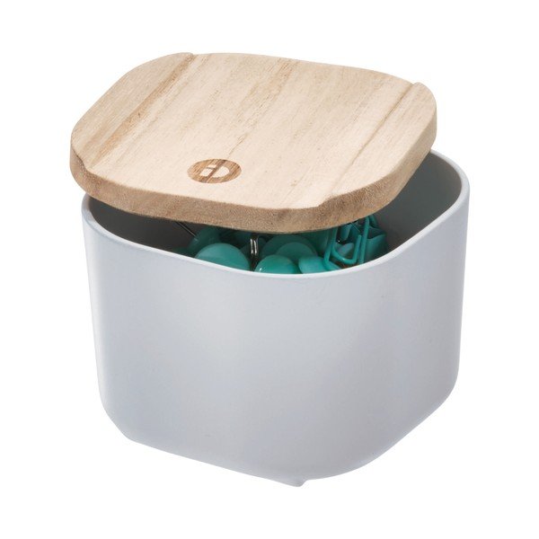 Hall hoiukarp kaanega, mis on valmistatud Paulownia puidust, 9 x 9 cm. Eco - iDesign-image-1