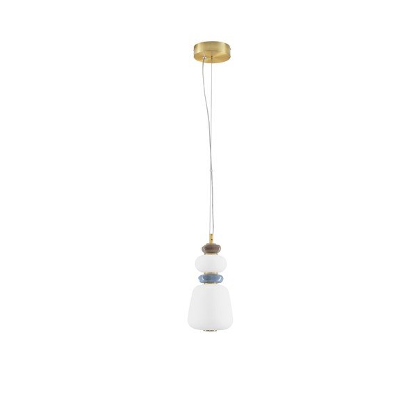 Valge/kuldse värvi metallist LED-rippvalgusti portselanist varjuga/klaasist varjuga, ø 17 cm Palo - Nova Luce