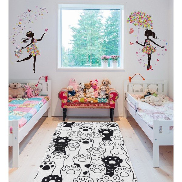 Must-valge laste vaip 100x140 cm Happy Paws - Oyo Concept-image-1