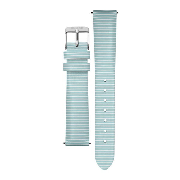 Světle modrý kožený řemínek s detaily ve stříbrné barvě k hodinkám Cluse Minuit