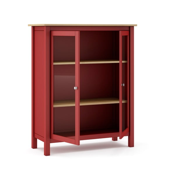 Punane/loomulik männi vitriinkapp 90x110 cm Misti - Marckeric-image-4