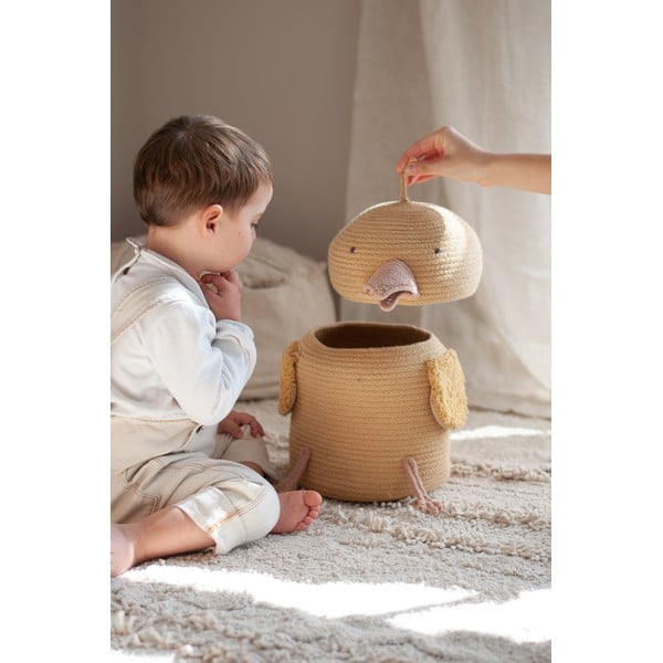 Kollane riidest laste mänguasjakorv ø 25x30 cm Charlie the Chicken - Lorena Canals-image-1