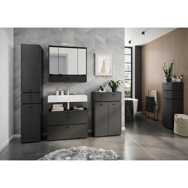 Antratsiitne vannitoakapp koos peegli ja valgustusega 79x80 cm Modesto - Germania-image-3