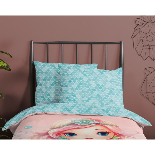 Sinine-roosa puuvillane laste voodipesu üheinimesevoodile 140x200 cm Alisse - Good Morning-image-2