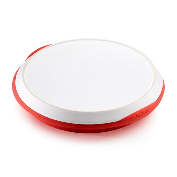 Forma na obrácený koláč s keramickým talířem, červená