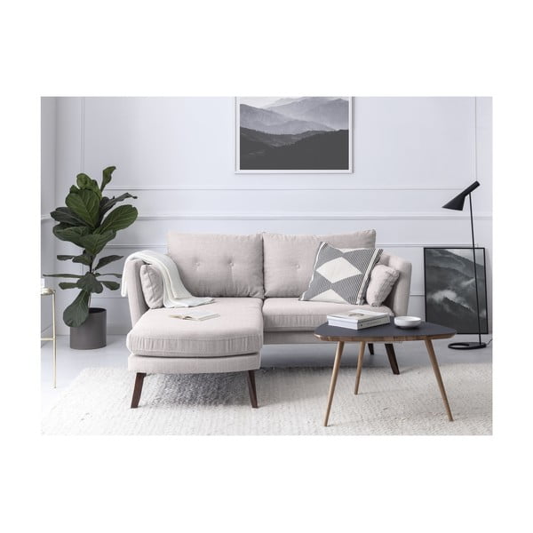 Krémově bílá třímístná pohovka Mazzini Sofas Elena, s lenoškou na levém rohu-image-3