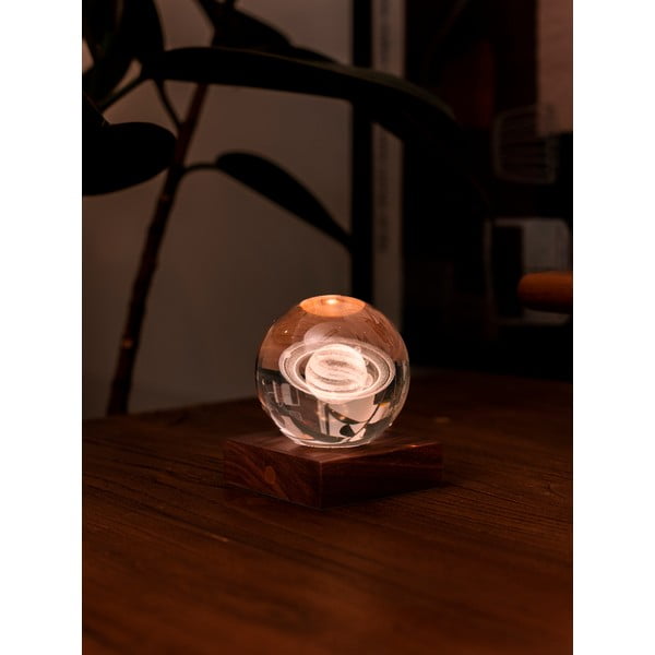 Tumepruun pähklipuidust LED dimmerdatav laualamp klaasist varjuga (kõrgus 12 cm) Amber - Gingko-image-3