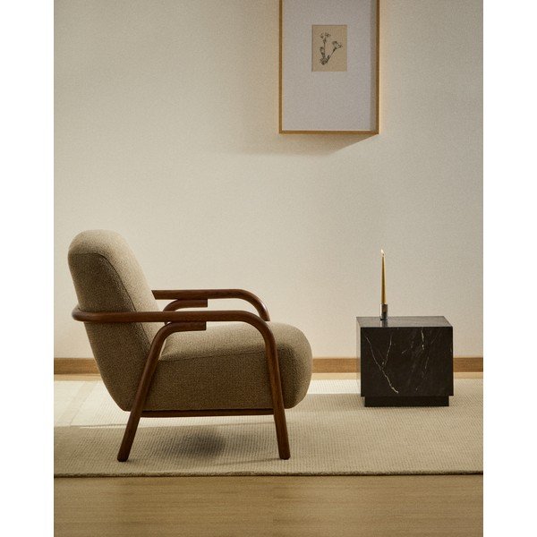 Hallikaspruun šenillist tugitool Sylo - Kave Home-image-1