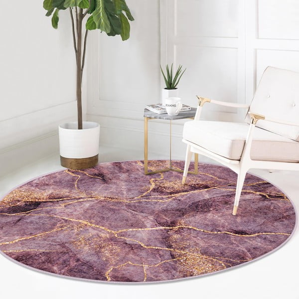 Roosa pestav ümmargune vaip, sobitub robottolmuimejaga ø 80 cm Comfort - Mila Home-image-2