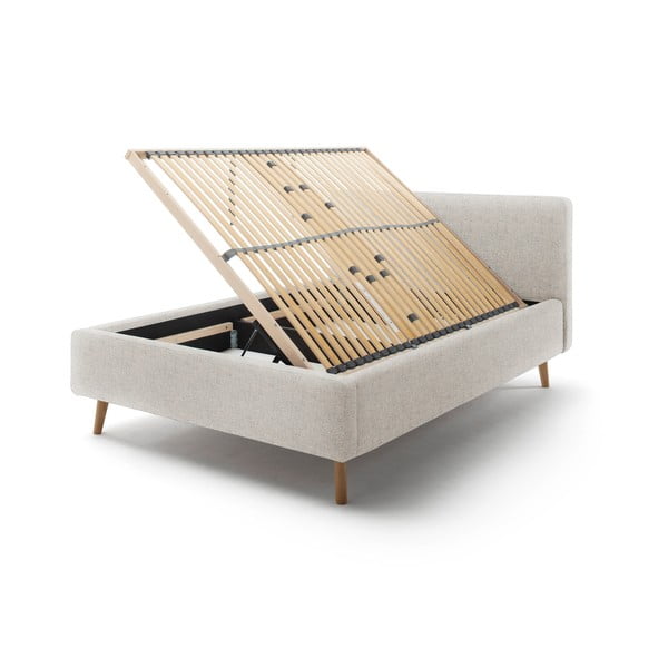 Beež polsterdatud kaheinimesevoodi koos voodipõhja ja panipaigaga 140x200 cm Mattis - Meise Möbel-image-2