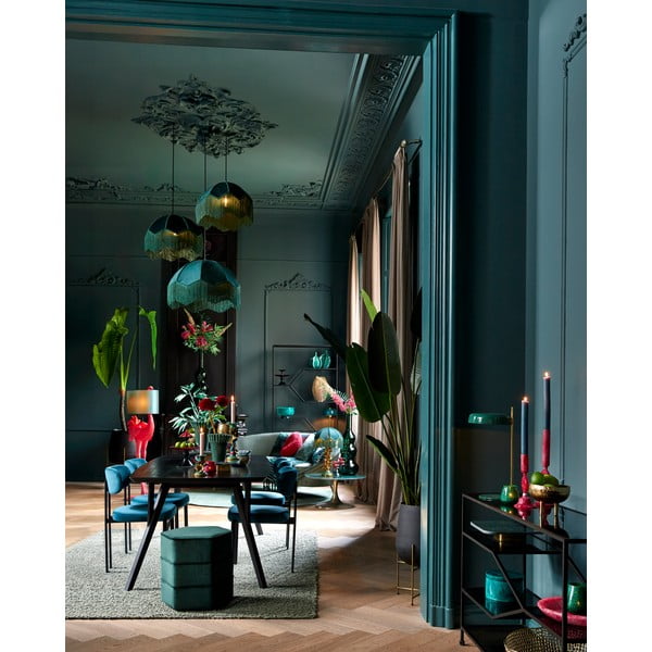 Petrooleumi värvi rippvalgusti tekstiilist varjuga ø 50 cm Malacia - Light & Living-image-1