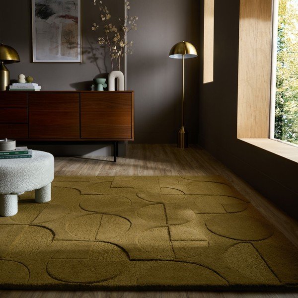 Tumeroheline käsitsi kootud villane vaip 160x230 cm Gigi - Flair Rugs-image-1