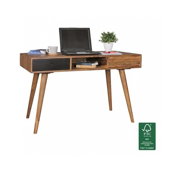 Pracovní stůl z masivního sheeshamového dřeva Skyport REPA, 117 x 60 cm-image-2