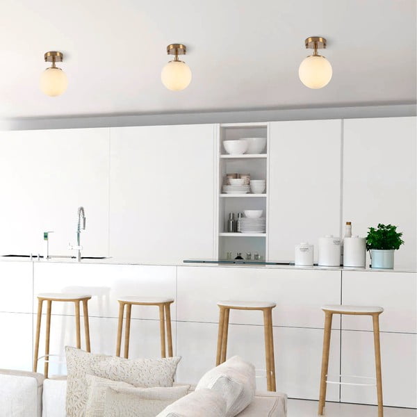 Valge-pronksivärvi laevalgusti klaasist varjuga ø 15 cm Atmaca - Opviq lights-image-3