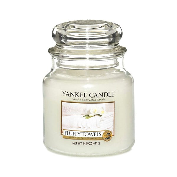 Vonná svíčka Yankee Candle Načechrané Ručníky, doba hoření 65 - 90 hodin