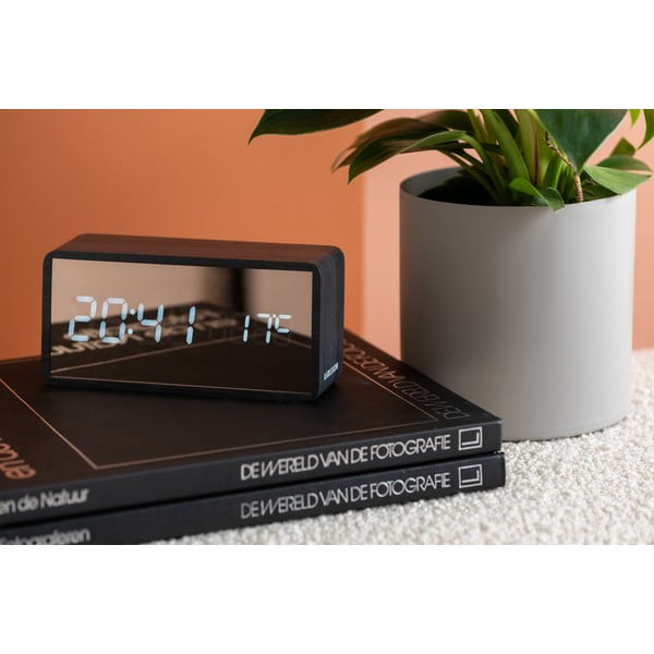 LED äratuskell vasest ja tumedast puidust peeglist - Karlsson-image-1