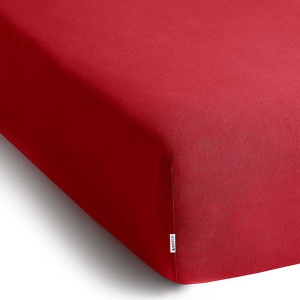 Punane trikotaažist kummiga lina 180x200cm Amber – Restilo-image-2