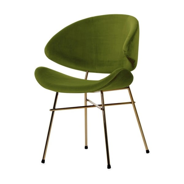 Zelená židle nohami ve zlaté barvě Iker Cheri