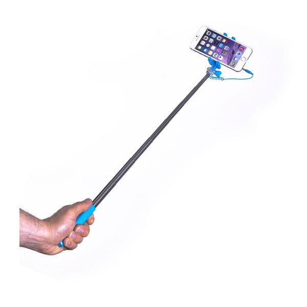 Světle modrá selfie tyč Celly Mini selfie, spoušť přes 3.5mm jack-image-1