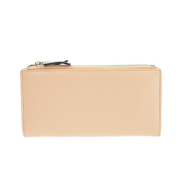 Béžová koženková peněženka Carla Ferreri, 10.5 x 19 cm
